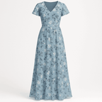 Robe longue à manches papillon et imprimé floral - Floral - Cheneris