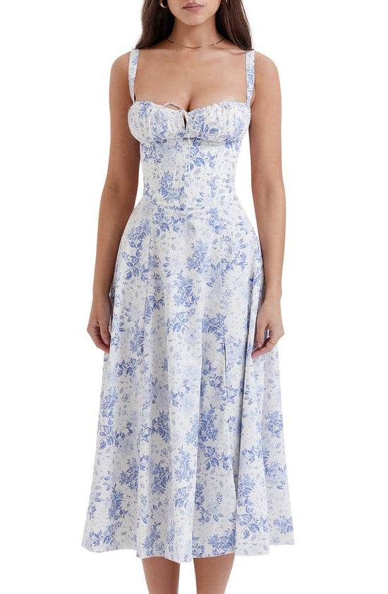 Robe florale avec galbe à la taille - Blommig - Cheneris