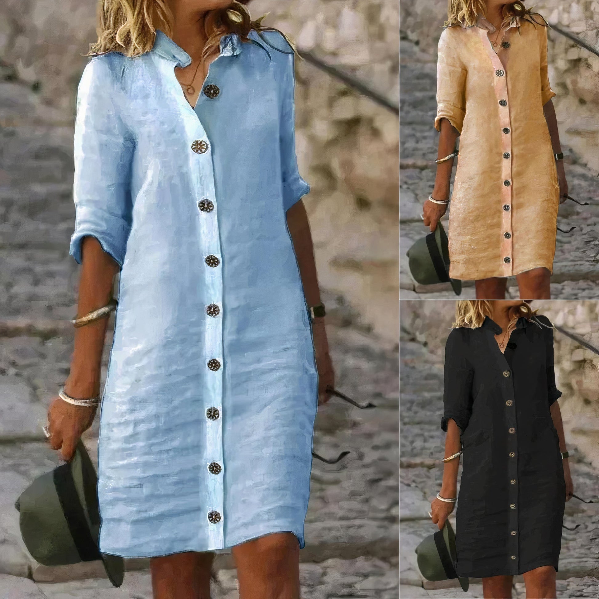 Reese - Robe chemise d'été en lin pour femmes