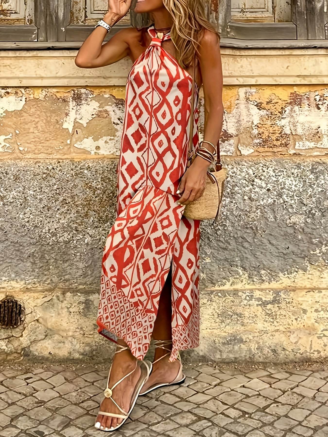 Robe maxi avec imprimé géométrique - Amelia - Cheneris