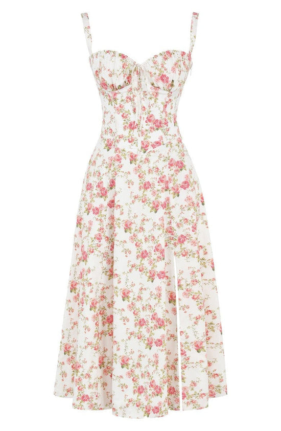 Robe florale avec galbe à la taille - Blommig