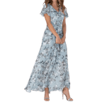 Robe longue à manches papillon et imprimé floral - Floral - Cheneris