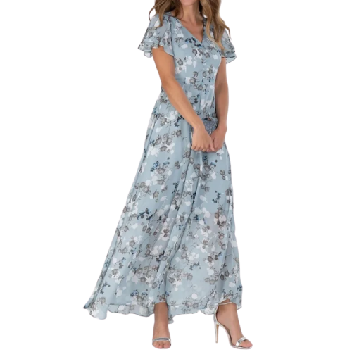 Robe longue à manches papillon et imprimé floral - Floral