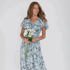 Robe longue à manches papillon et imprimé floral - Floral - Cheneris
