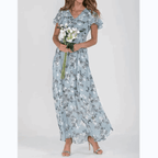 Robe longue à manches papillon et imprimé floral - Floral - Cheneris