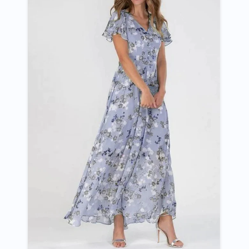 Robe longue à manches papillon et imprimé floral - Floral
