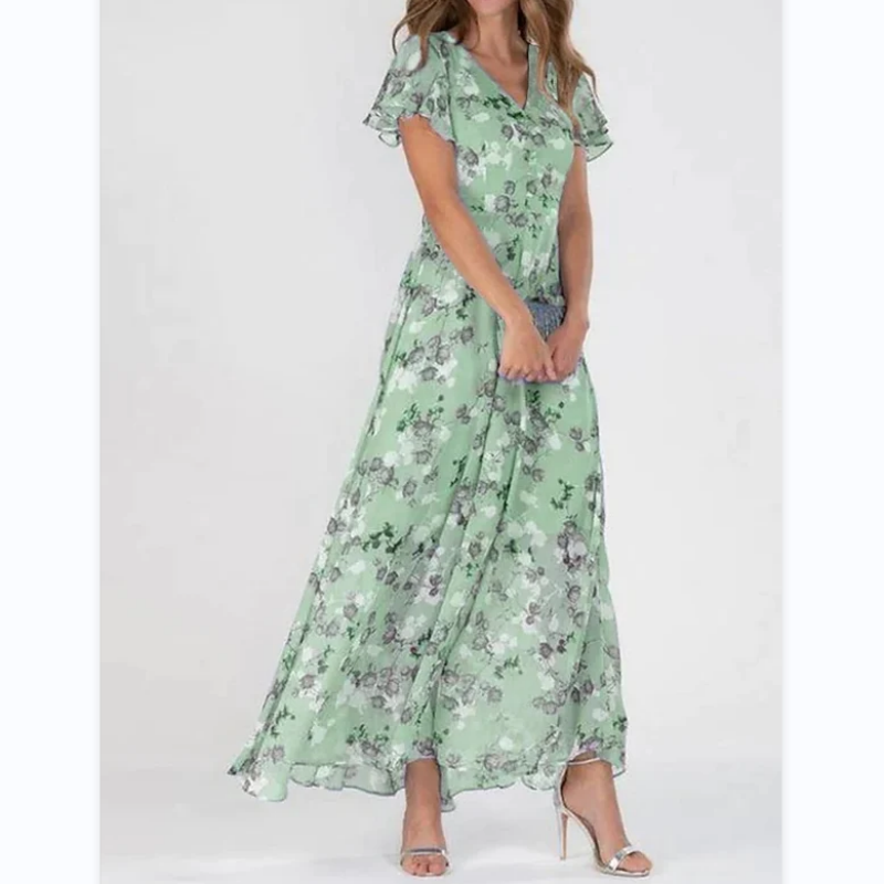Robe longue à manches papillon et imprimé floral - Floral