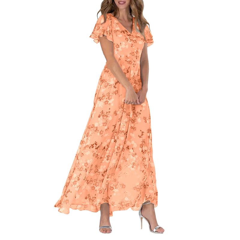 Robe longue à manches papillon et imprimé floral - Floral