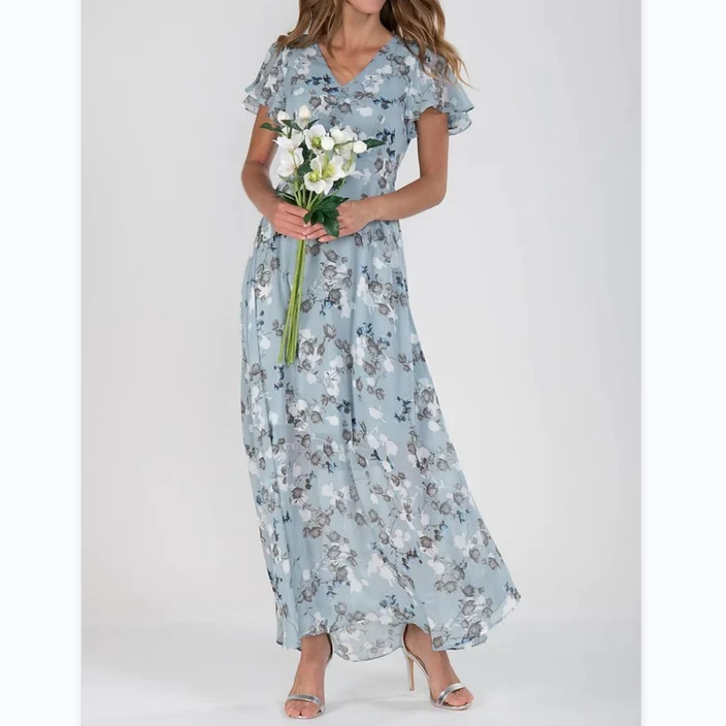Robe longue à manches papillon et imprimé floral - Floral